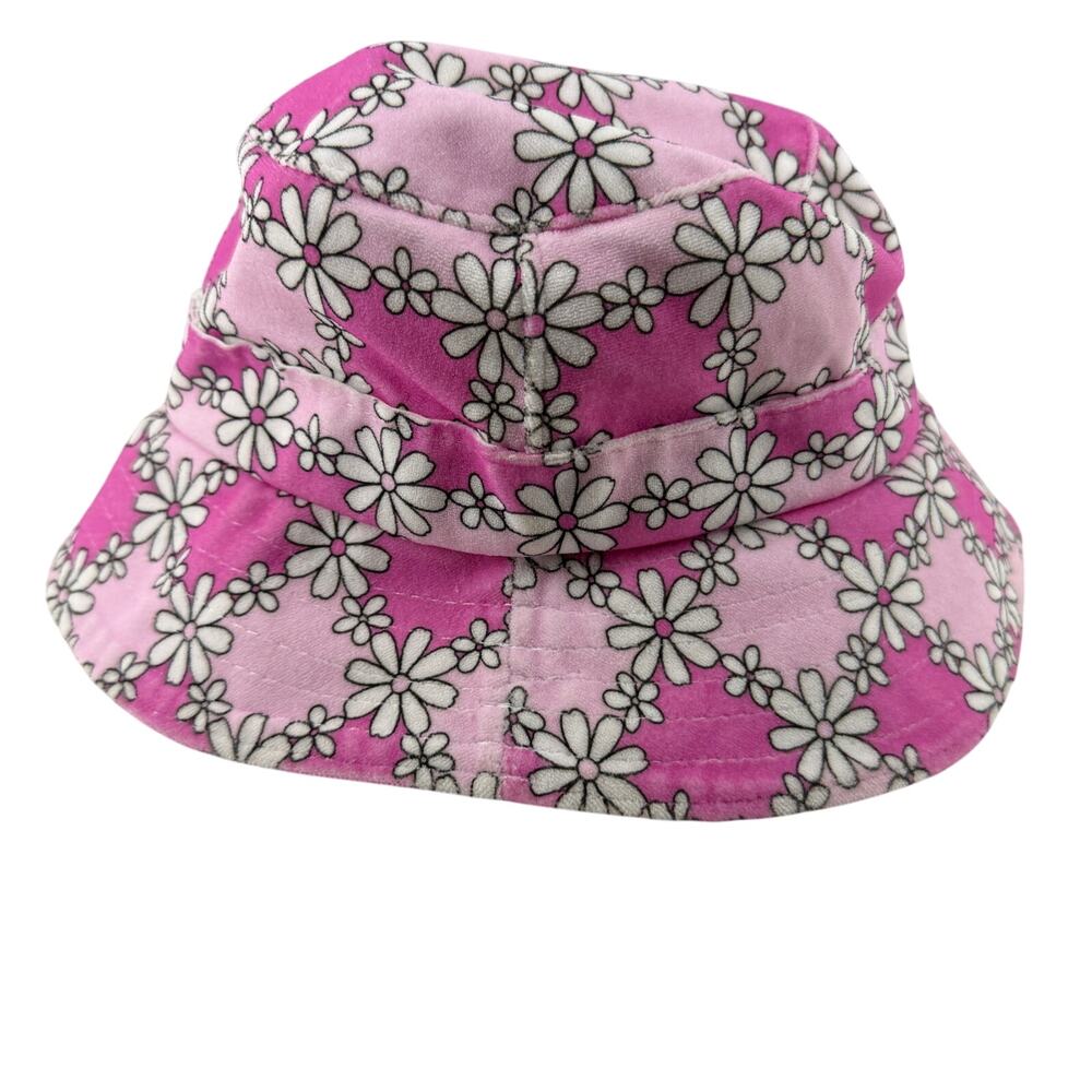 Frankie’s Bikinis Jax Terry Floral Pink White Daisy Bucket Hat XS/S